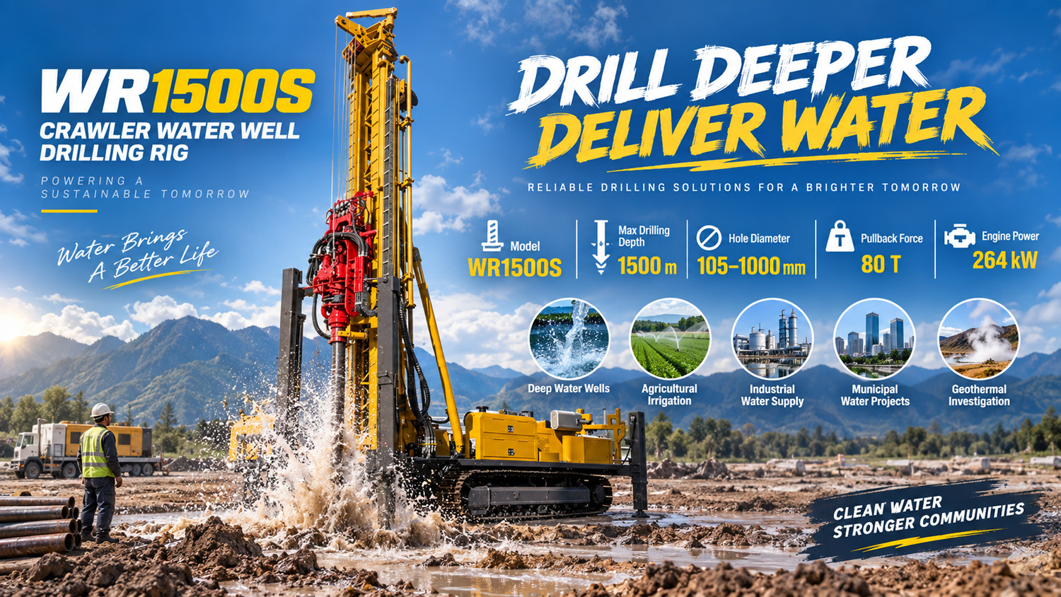 WR1500S Foreuse pour puits d'eau sur chenilles