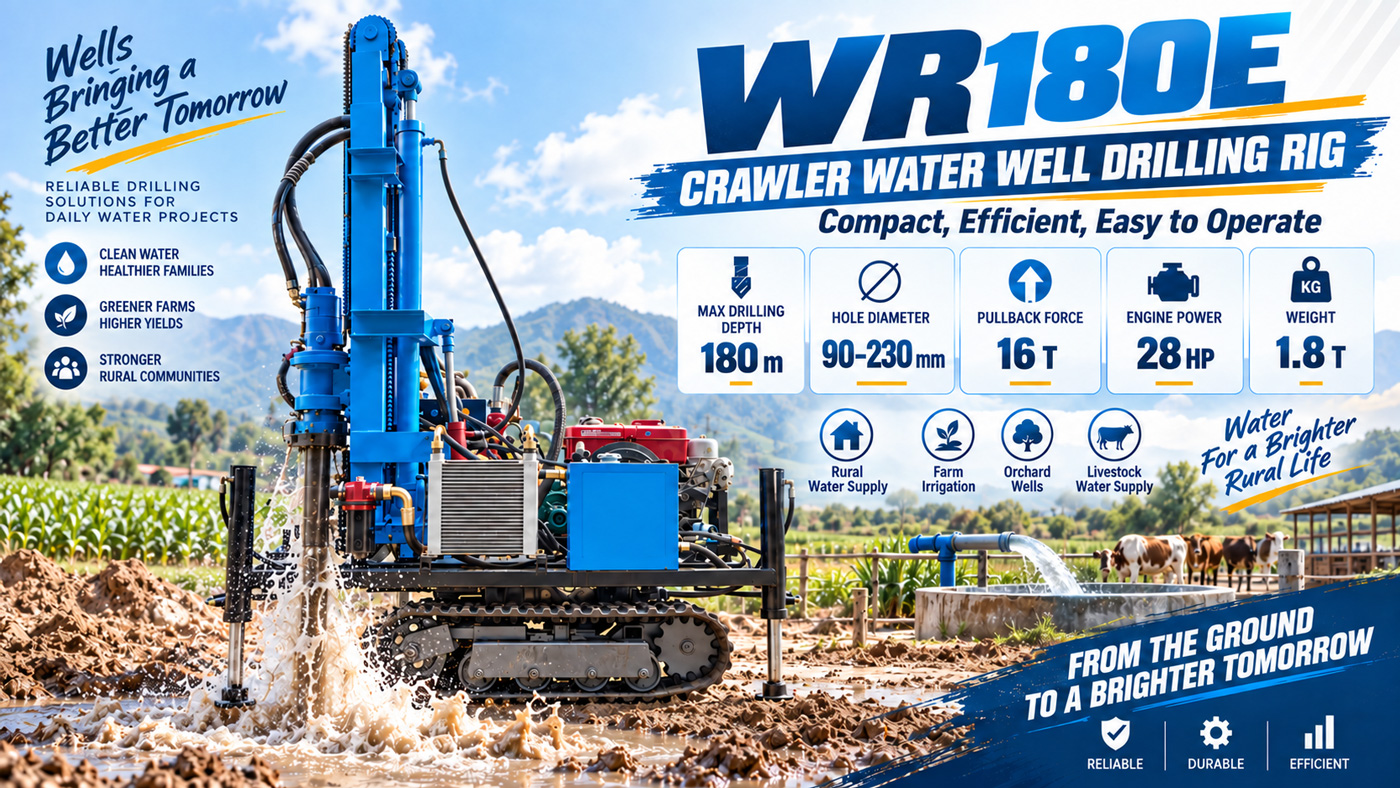 WR180E Foreuse pour puits d'eau sur chenilles