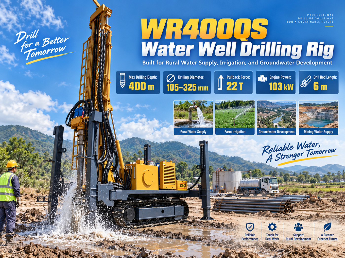 WR400QS Foreuse pour puits d'eau sur chenilles