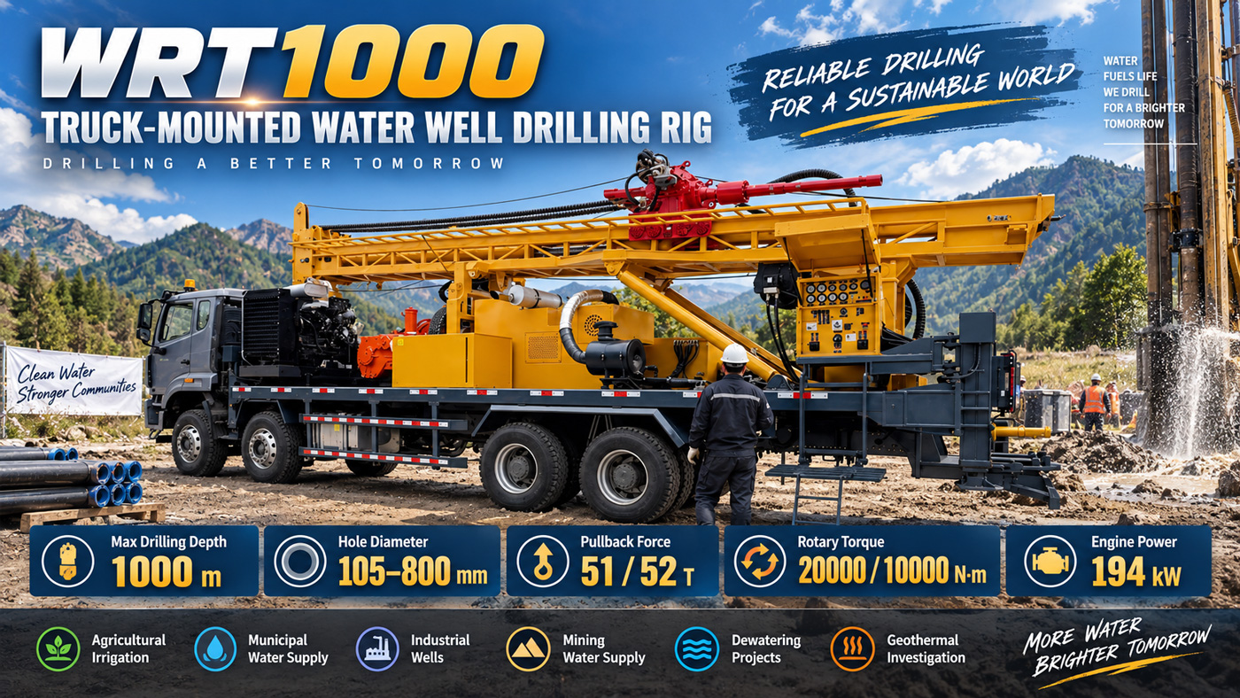 WRT1000 Foreuse pour puits d'eau montée sur camion