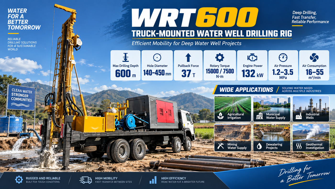 WRT600 Foreuse pour puits d'eau montée sur camion